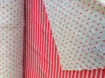 Double Sided Jersey Knit - Rose Red & Grey