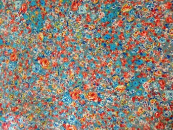 Turqouise & Orange Floral Cotton Lawn - 58" wide